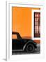 ¡Viva Mexico! Collection - Black VW Beetle with Orange Street Wall-Philippe Hugonnard-Framed Photographic Print