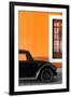 ¡Viva Mexico! Collection - Black VW Beetle with Orange Street Wall-Philippe Hugonnard-Framed Photographic Print