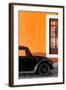 ¡Viva Mexico! Collection - Black VW Beetle with Orange Street Wall-Philippe Hugonnard-Framed Photographic Print