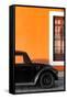 ¡Viva Mexico! Collection - Black VW Beetle with Orange Street Wall-Philippe Hugonnard-Framed Stretched Canvas