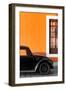 ¡Viva Mexico! Collection - Black VW Beetle with Orange Street Wall-Philippe Hugonnard-Framed Premium Photographic Print