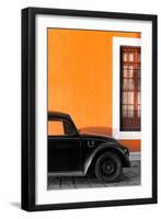 ¡Viva Mexico! Collection - Black VW Beetle with Orange Street Wall-Philippe Hugonnard-Framed Premium Photographic Print