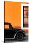 ¡Viva Mexico! Collection - Black VW Beetle with Orange Street Wall-Philippe Hugonnard-Stretched Canvas