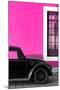 ¡Viva Mexico! Collection - Black VW Beetle with Pink Street Wall-Philippe Hugonnard-Mounted Photographic Print