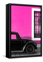 ¡Viva Mexico! Collection - Black VW Beetle with Pink Street Wall-Philippe Hugonnard-Framed Stretched Canvas