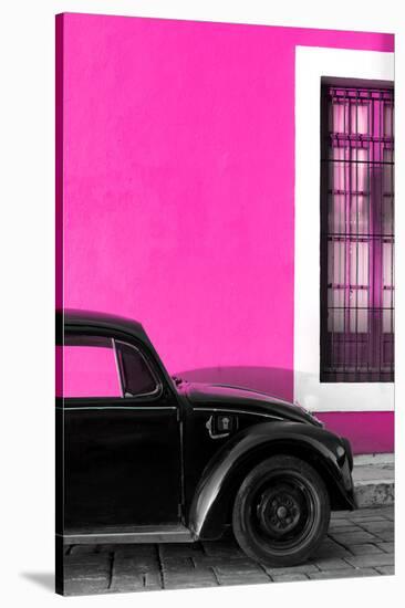 ¡Viva Mexico! Collection - Black VW Beetle with Pink Street Wall-Philippe Hugonnard-Stretched Canvas