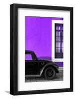 ¡Viva Mexico! Collection - Black VW Beetle with Purple Street Wall-Philippe Hugonnard-Framed Photographic Print