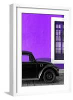 ¡Viva Mexico! Collection - Black VW Beetle with Purple Street Wall-Philippe Hugonnard-Framed Photographic Print