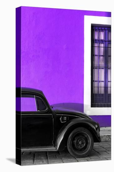 ¡Viva Mexico! Collection - Black VW Beetle with Purple Street Wall-Philippe Hugonnard-Stretched Canvas