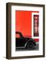 ¡Viva Mexico! Collection - Black VW Beetle with Red Street Wall-Philippe Hugonnard-Framed Photographic Print