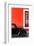 ¡Viva Mexico! Collection - Black VW Beetle with Red Street Wall-Philippe Hugonnard-Framed Photographic Print