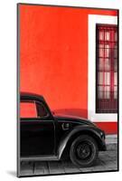 ¡Viva Mexico! Collection - Black VW Beetle with Red Street Wall-Philippe Hugonnard-Mounted Photographic Print