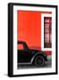 ¡Viva Mexico! Collection - Black VW Beetle with Red Street Wall-Philippe Hugonnard-Framed Photographic Print