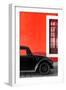 ¡Viva Mexico! Collection - Black VW Beetle with Red Street Wall-Philippe Hugonnard-Framed Photographic Print