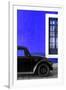 ¡Viva Mexico! Collection - Black VW Beetle with Royal Blue Street Wall-Philippe Hugonnard-Framed Photographic Print
