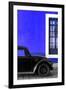 ¡Viva Mexico! Collection - Black VW Beetle with Royal Blue Street Wall-Philippe Hugonnard-Framed Photographic Print