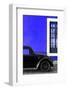 ¡Viva Mexico! Collection - Black VW Beetle with Royal Blue Street Wall-Philippe Hugonnard-Framed Photographic Print