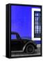 ¡Viva Mexico! Collection - Black VW Beetle with Royal Blue Street Wall-Philippe Hugonnard-Framed Stretched Canvas