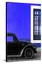 ¡Viva Mexico! Collection - Black VW Beetle with Royal Blue Street Wall-Philippe Hugonnard-Stretched Canvas