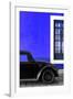 ¡Viva Mexico! Collection - Black VW Beetle with Royal Blue Street Wall-Philippe Hugonnard-Framed Photographic Print