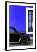 ¡Viva Mexico! Collection - Black VW Beetle with Royal Blue Street Wall-Philippe Hugonnard-Framed Photographic Print