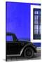 ¡Viva Mexico! Collection - Black VW Beetle with Royal Blue Street Wall-Philippe Hugonnard-Stretched Canvas