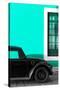 ¡Viva Mexico! Collection - Black VW Beetle with Turquoise Street Wall-Philippe Hugonnard-Stretched Canvas