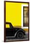 ¡Viva Mexico! Collection - Black VW Beetle with Yellow Street Wall-Philippe Hugonnard-Framed Photographic Print