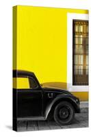 ¡Viva Mexico! Collection - Black VW Beetle with Yellow Street Wall-Philippe Hugonnard-Stretched Canvas