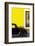 ¡Viva Mexico! Collection - Black VW Beetle with Yellow Street Wall-Philippe Hugonnard-Framed Photographic Print