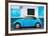 ¡Viva Mexico! Collection - Blue VW Beetle Car and American Graffiti-Philippe Hugonnard-Framed Photographic Print