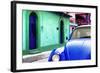 ¡Viva Mexico! Collection - Blue VW Beetle Car and Colorful House-Philippe Hugonnard-Framed Photographic Print