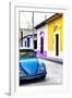 ¡Viva Mexico! Collection - Blue VW Beetle Car and Colorful Houses II-Philippe Hugonnard-Framed Photographic Print