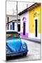 ¡Viva Mexico! Collection - Blue VW Beetle Car and Colorful Houses II-Philippe Hugonnard-Mounted Photographic Print