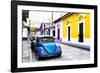 ¡Viva Mexico! Collection - Blue VW Beetle Car and Colorful Houses-Philippe Hugonnard-Framed Photographic Print