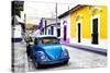 ¡Viva Mexico! Collection - Blue VW Beetle Car and Colorful Houses-Philippe Hugonnard-Stretched Canvas