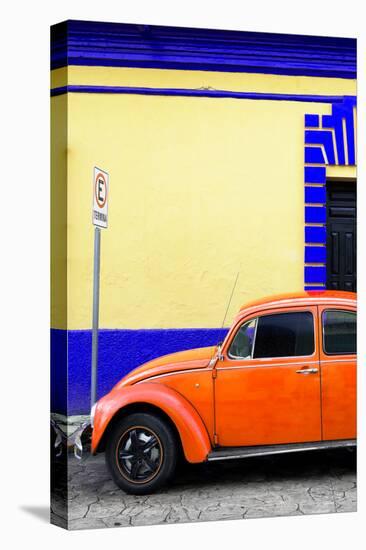 ¡Viva Mexico! Collection - Blue VW Beetle Car and Colorful Wall-Philippe Hugonnard-Stretched Canvas