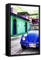 ¡Viva Mexico! Collection - Blue VW Beetle Car in a Colorful Street-Philippe Hugonnard-Framed Stretched Canvas