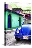 ¡Viva Mexico! Collection - Blue VW Beetle Car in a Colorful Street-Philippe Hugonnard-Stretched Canvas