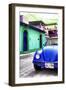 ¡Viva Mexico! Collection - Blue VW Beetle Car in a Colorful Street-Philippe Hugonnard-Framed Photographic Print