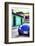 ¡Viva Mexico! Collection - Blue VW Beetle Car in a Colorful Street-Philippe Hugonnard-Framed Photographic Print