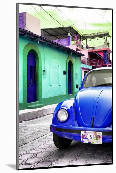 ¡Viva Mexico! Collection - Blue VW Beetle Car in a Colorful Street-Philippe Hugonnard-Mounted Photographic Print