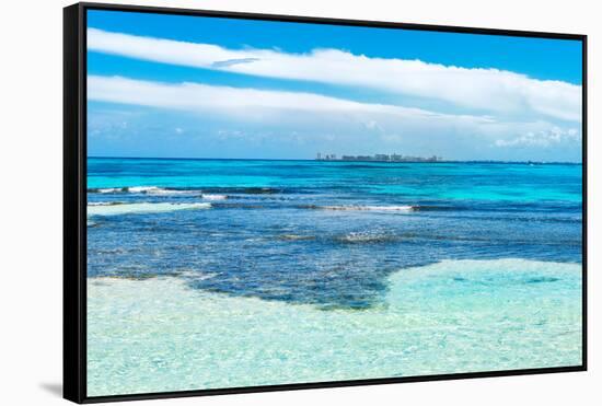 ¡Viva Mexico! Collection - Caribbean Coastline overlooking Cancun-Philippe Hugonnard-Framed Stretched Canvas