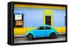 ¡Viva Mexico! Collection - Classic Blue VW Beetle Car and Colorful Wall-Philippe Hugonnard-Framed Stretched Canvas