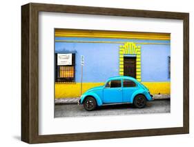 ¡Viva Mexico! Collection - Classic Blue VW Beetle Car and Colorful Wall-Philippe Hugonnard-Framed Photographic Print