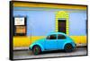 ¡Viva Mexico! Collection - Classic Blue VW Beetle Car and Colorful Wall-Philippe Hugonnard-Framed Stretched Canvas