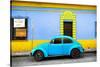 ¡Viva Mexico! Collection - Classic Blue VW Beetle Car and Colorful Wall-Philippe Hugonnard-Stretched Canvas