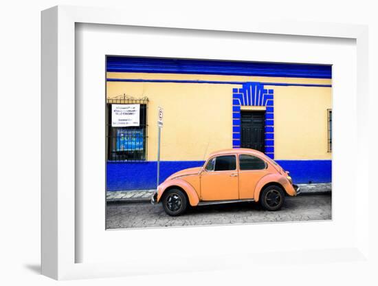 ¡Viva Mexico! Collection - Classic Coral VW Beetle Car and Colorful Wall-Philippe Hugonnard-Framed Photographic Print