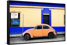 ¡Viva Mexico! Collection - Classic Coral VW Beetle Car and Colorful Wall-Philippe Hugonnard-Framed Stretched Canvas