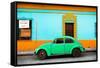 ¡Viva Mexico! Collection - Classic Green VW Beetle Car and Colorful Wall-Philippe Hugonnard-Framed Stretched Canvas